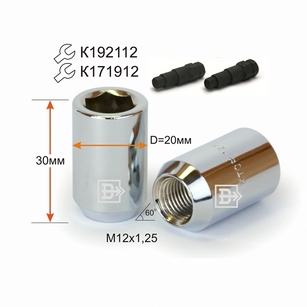 ГАЙКА М12*30*1,25 (КОЛЕСНАЯ, КОНУС, D=20, ВНУТР.ШЕСТИГР.12ММ)