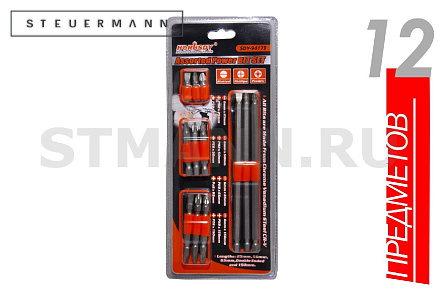 НАБОР БИТ С ШЕСТИГРАН.ХВОСТОВИКОМ (12 ПРЕДМЕТОВ) (шлиц,PH2,PZ2)