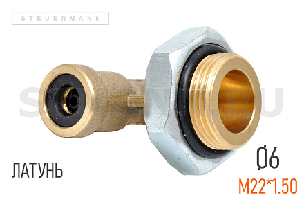 ФИТИНГ CAMOZZI УГЛОВОЙ РЕЗЬБА М22 ПОД ТРУБКУ Ф6
