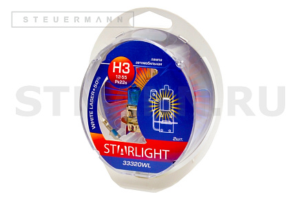 ЛАМПА H3 12V 55W +50% (2 ШТ)  WHITE LASER "STAR LIGHT"