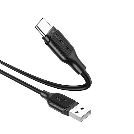 КАБЕЛЬ Type-C/USB, 3.0A "BOROFONE" (СИЛИКОНОВАЯ ОПЛЕТКА) 1 МЕТР