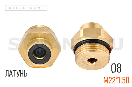 ФИТИНГ CAMOZZI ПРЯМОЙ РЕЗЬБА М22 ПОД ТРУБКУ Ф8