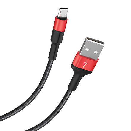 КАБЕЛЬ Type-C/USB, 3.0A "HOCO" (НЕЙЛОНОВАЯ ОПЛЕТКА) 1 МЕТР